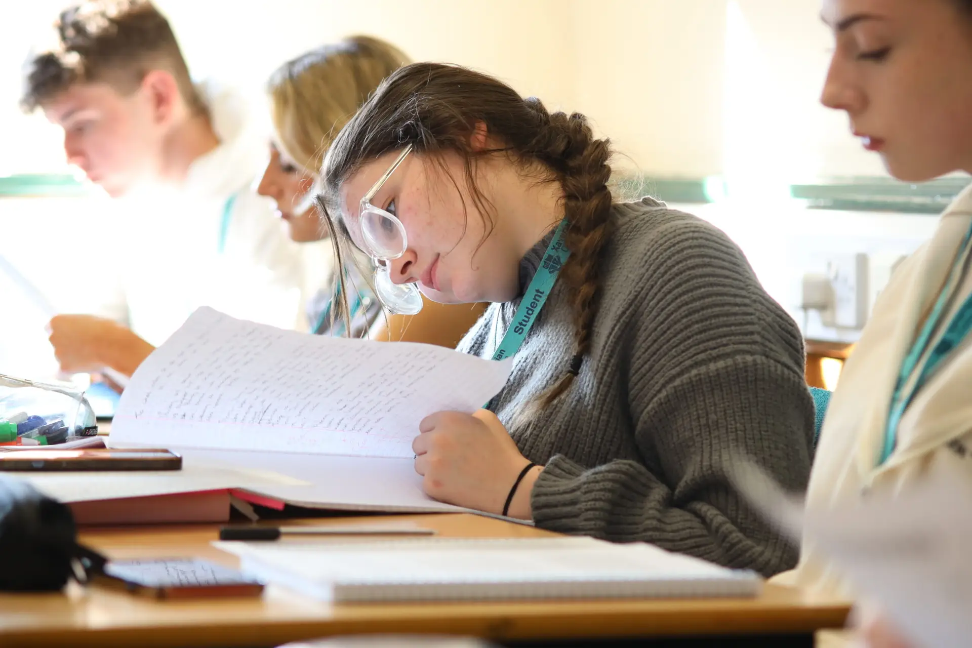 student reading the book
