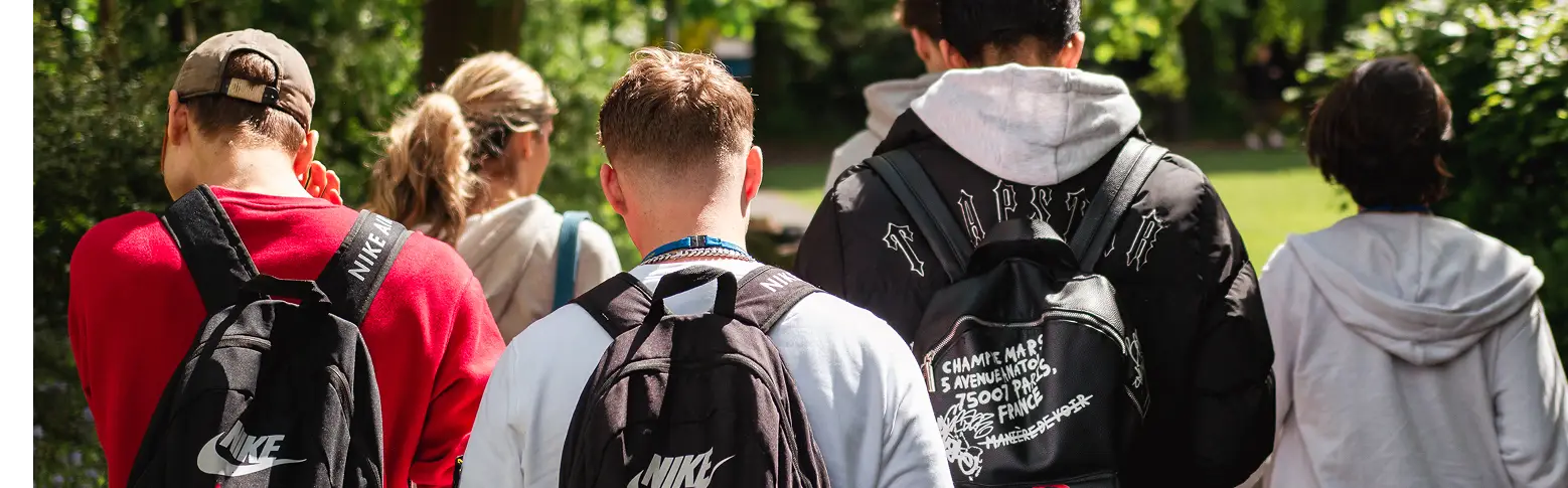 group of student walking