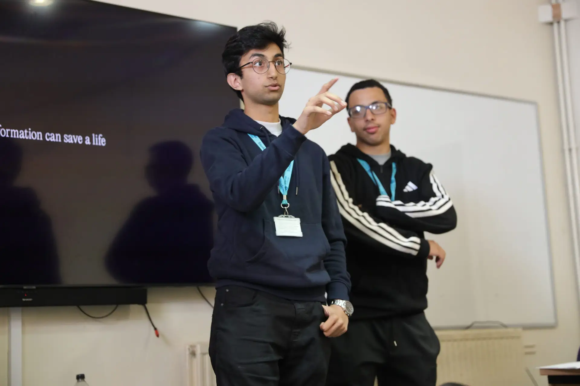 Two students debating