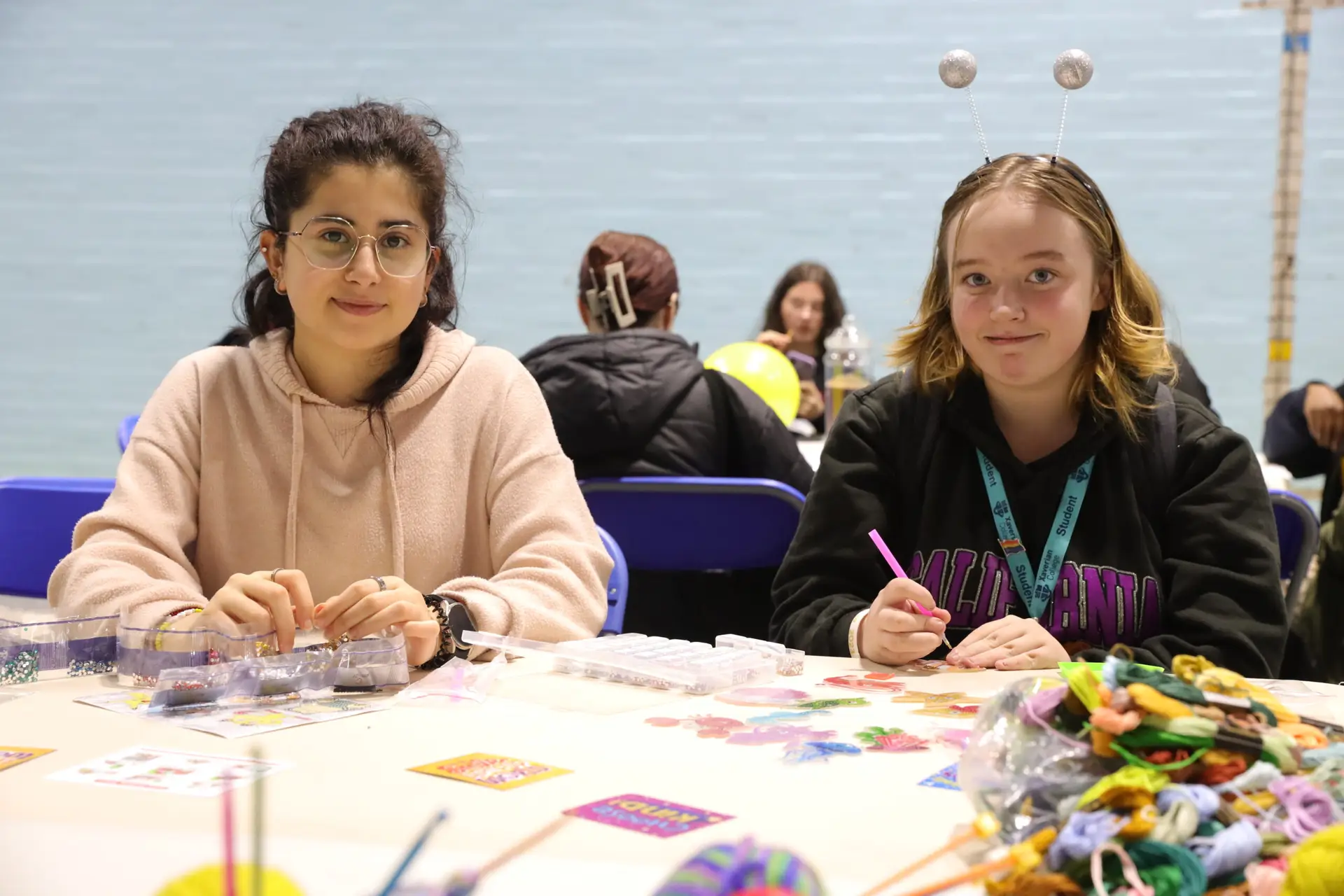 Two students crafting